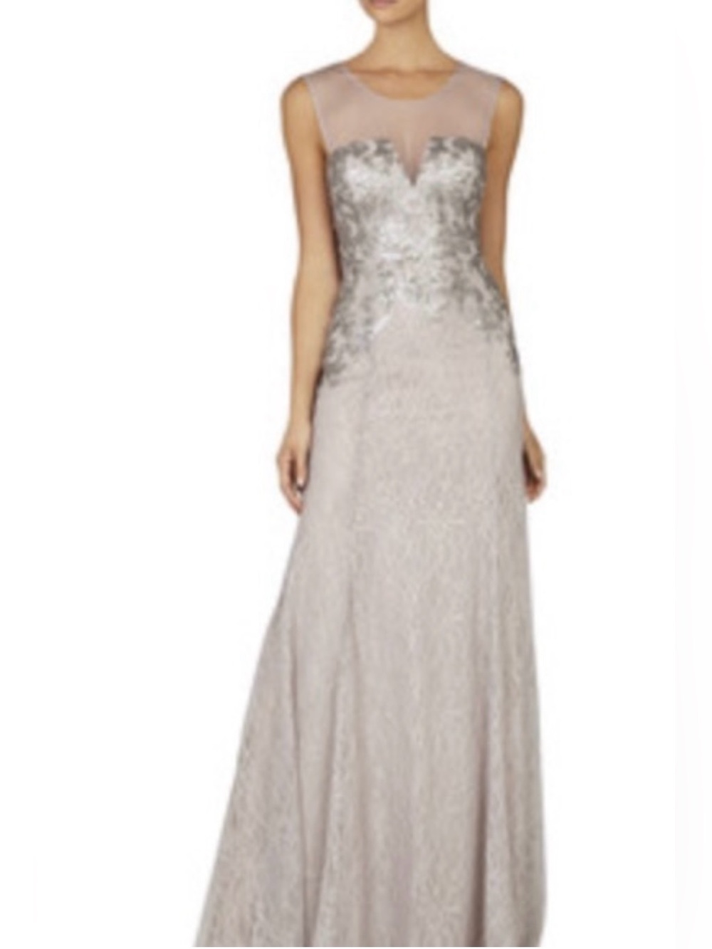 BCBGMAXAZRIA Julea Sequin Lace Illusion Neck Evening Gown Size 6. EUC.